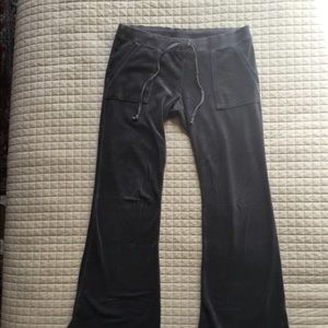 Juicy Couture Velour Taupe/chocolate Flare Drawstring Sweat Pant Pants Small